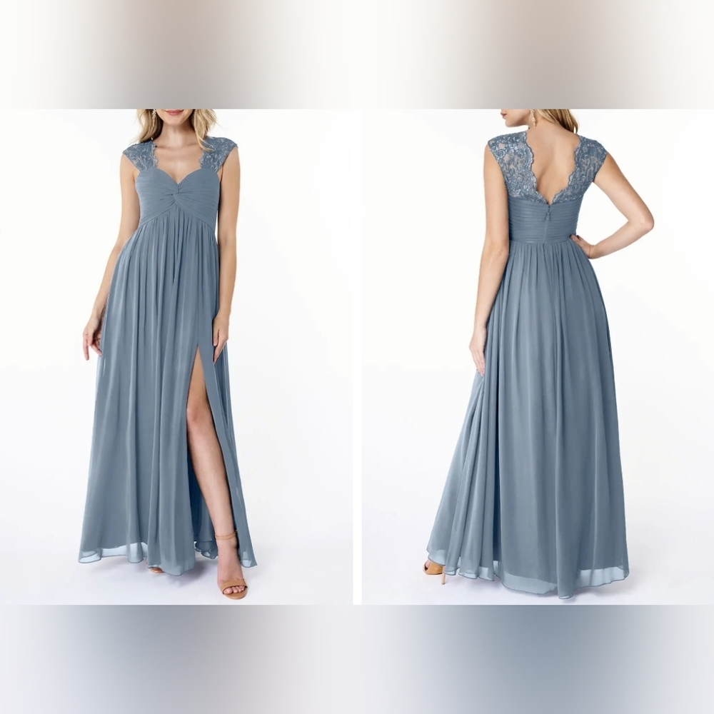 Azazie Basset Elegant Forrest Green Chiffon / Lace Evening Dress NWT Size: A24